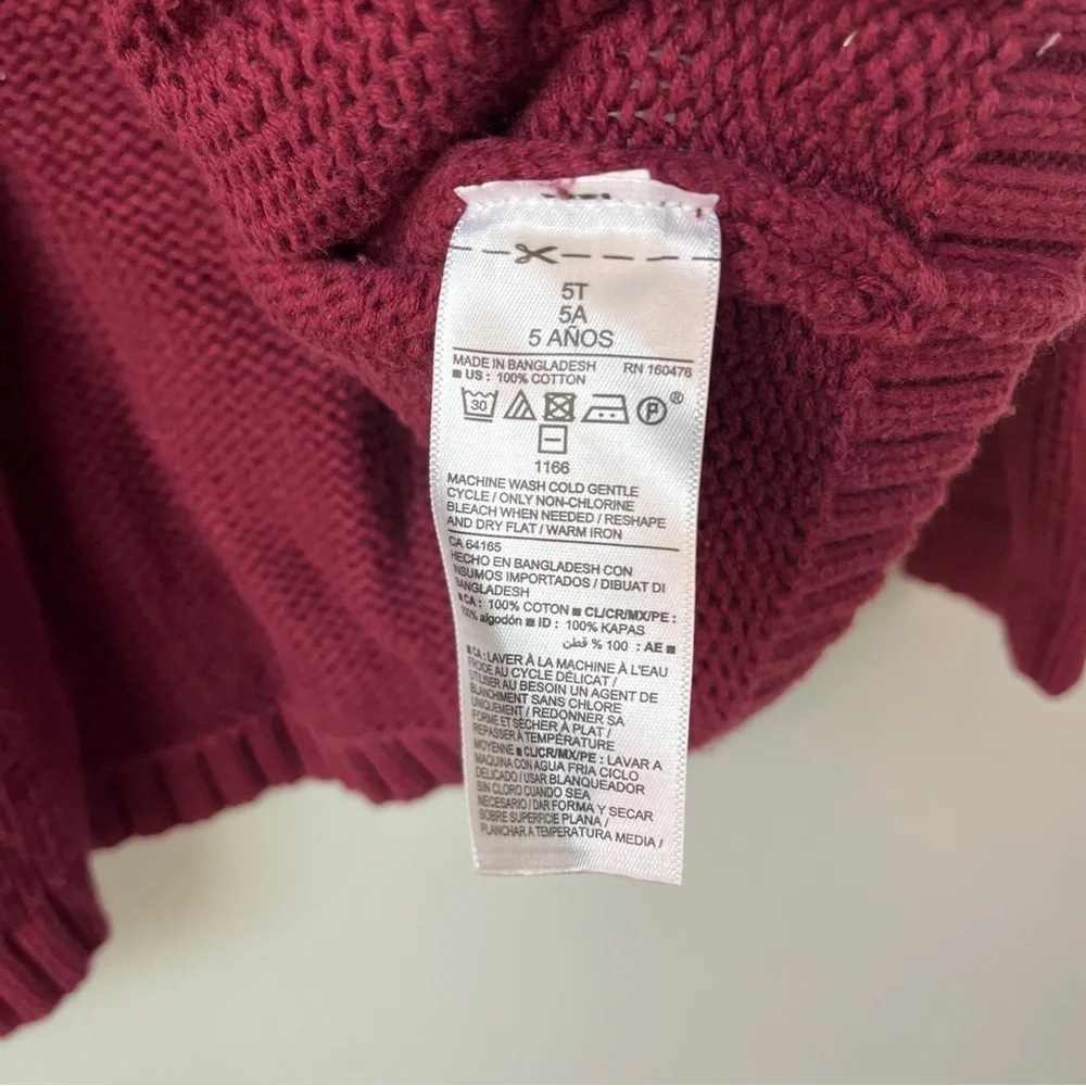 Old Navy Girls Burgundy Open Front Cardigan